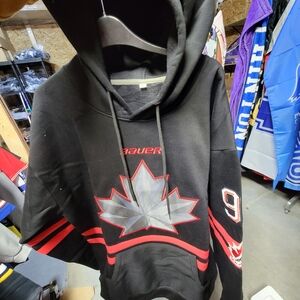 Bauer Black and Red Maple Leaf Men's Hoodie